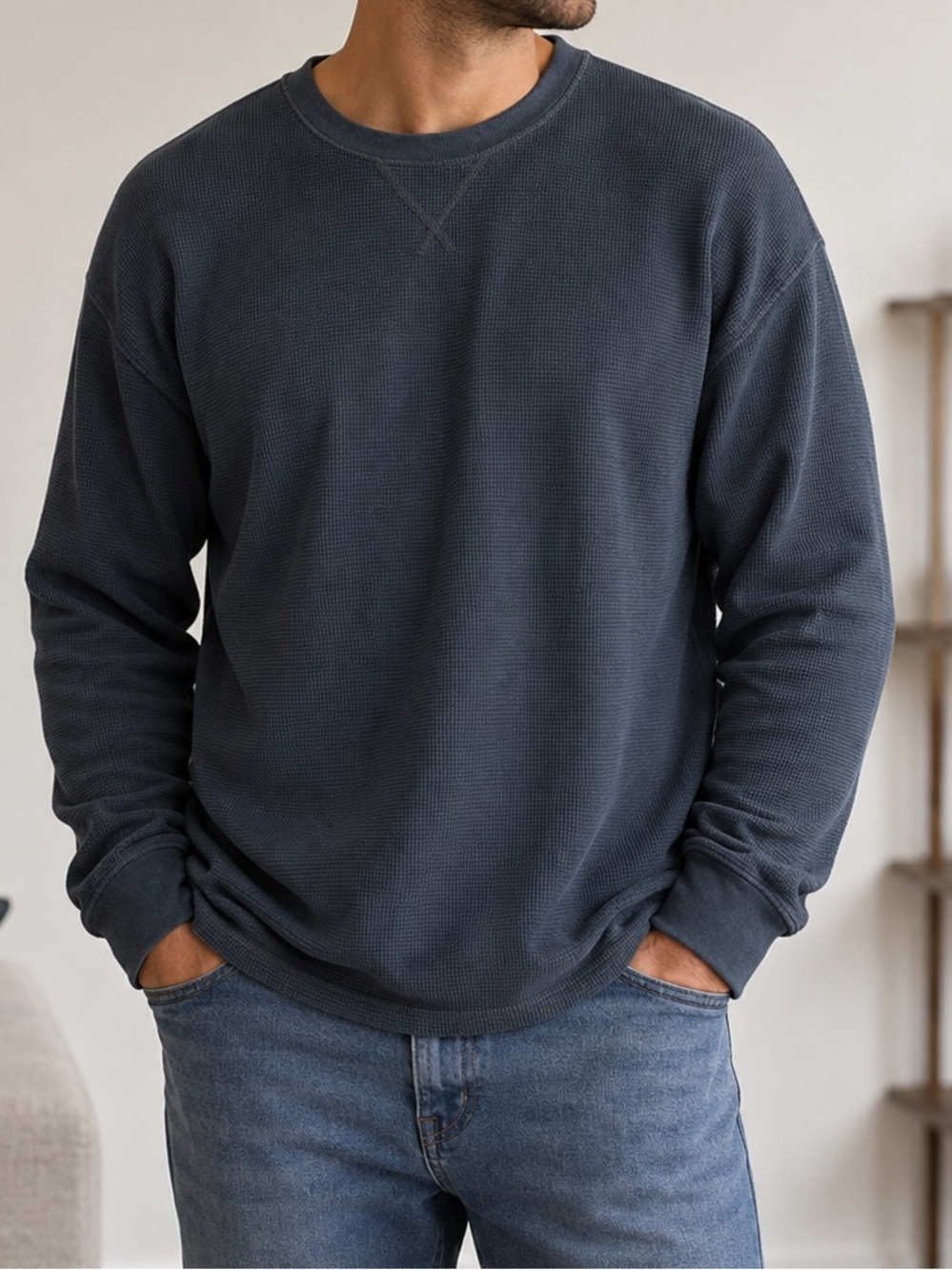 RedHead Men’s Waffle Knit Thermal Long Sleeve Shirt Blue 2XL Casual Outdoor